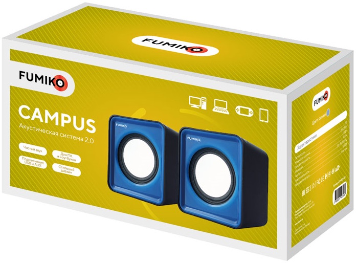 Колонки FUMIKO CAMPUS (1W, USB, black-blue)