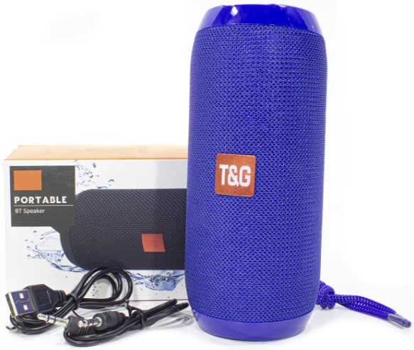 Колонка T&G TG117 (10W, портативная, аккумулятор 1200mAh, Bluetooth v.5.0, микрофон, громкая связь, AUX, USB, MicroSD, FM, MP3, blue)