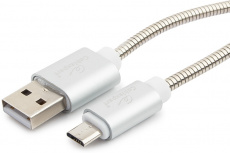 Кабель USB 2.0 Am - micro USB 0.5m (CC-G-mUSB02S-0.5M, серия Gold, не спутывается, silver) Cablexpert