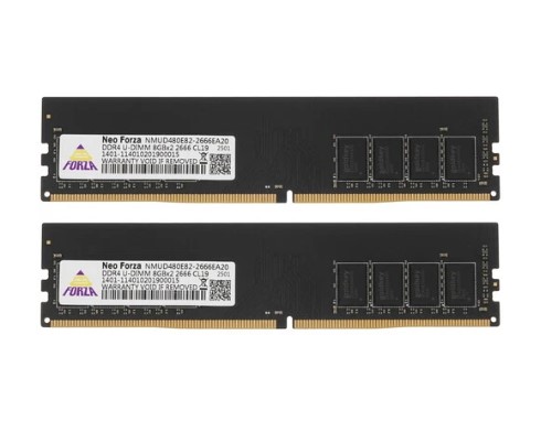 Память DDR4 16Gb PC21300, 2666MHz, Neo Forza (NMUD480E82-2666EA20, 2x8Gb, 1.35V, black)