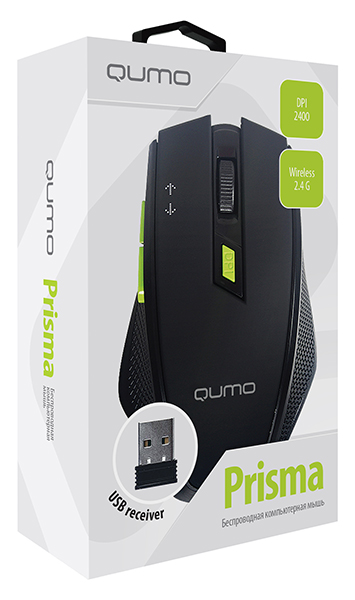 Мышь беспроводная QUMO Office Prisma M85 (optical, 2400dpi, 2xAAA, soft-touch, black)