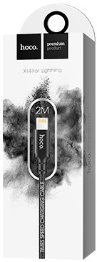 Кабель USB 2.0 Am - Lightning 2.0m (X14 Times Speed, нейлоновая оплётка, black) hoco