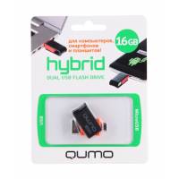 Флеш накопитель USB 2.0 16Gb QUMO Hybrid (QM16GUD-Hyb, OTG, black-orange)