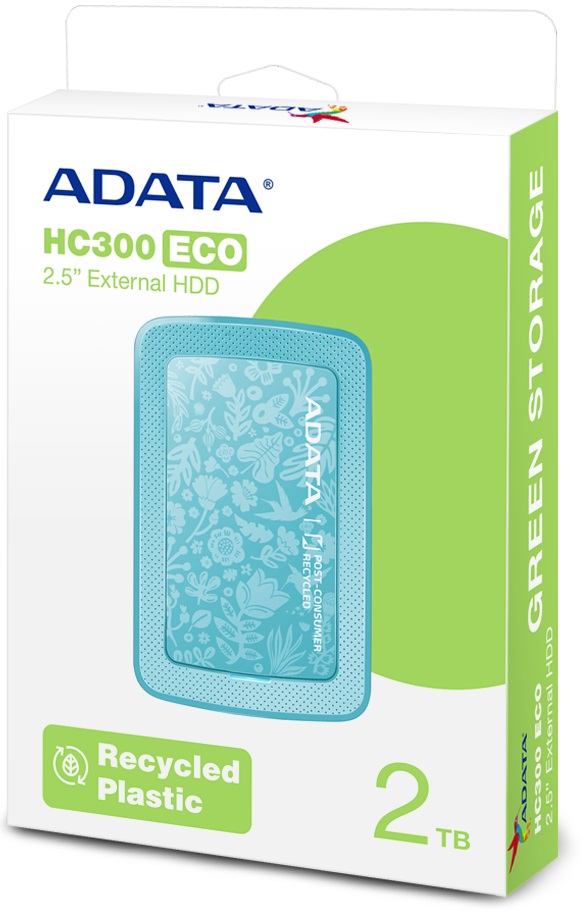 Внешний HDD 2,5" 2.0Tb ADATA HC300 ECO (AHC300E-2TU31-CGN, USB3.2, green)