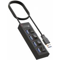 USB 2.0 HUB Dream UH2 (4 порта, активный, выключатели, black)