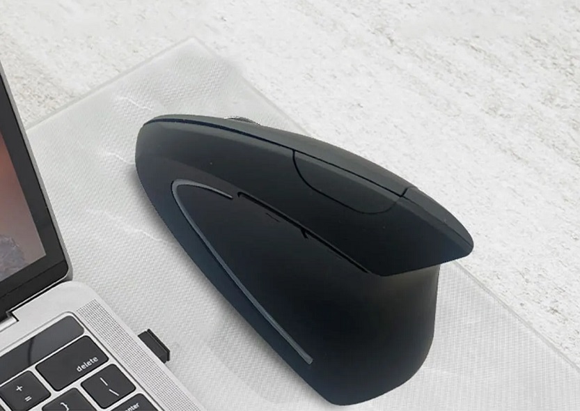 Мышь беспроводная Ergonomic (правая вертикальная, optical, 1600dpi, 2xAAA, soft-touch, black)