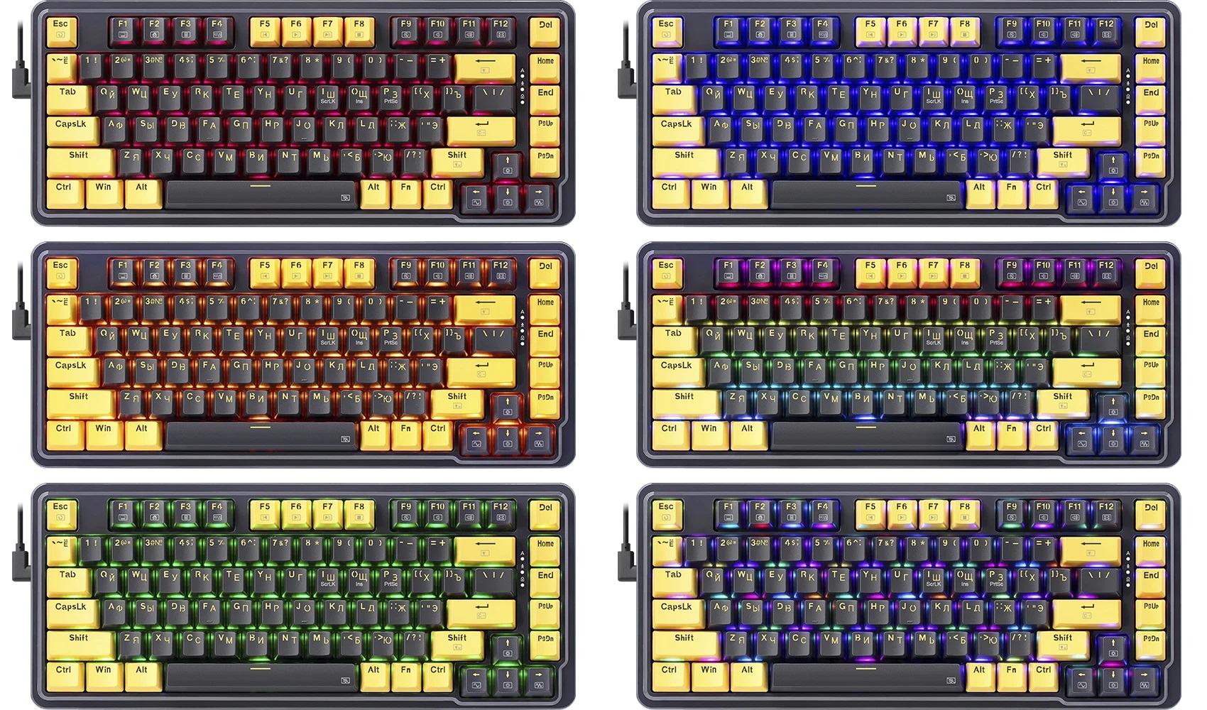 Клавиатура Redragon ELF (USB, механическая, RED Switch, игровая, программируемая RGB подсветка, мультимедийная, black-yellow)