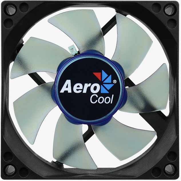 Вентилятор AeroCool Motion 8 Blue-3P (80x80x25mm, Hydro, 2000rpm, 25dBa, 3pin, blue LED, black-blue) RTL