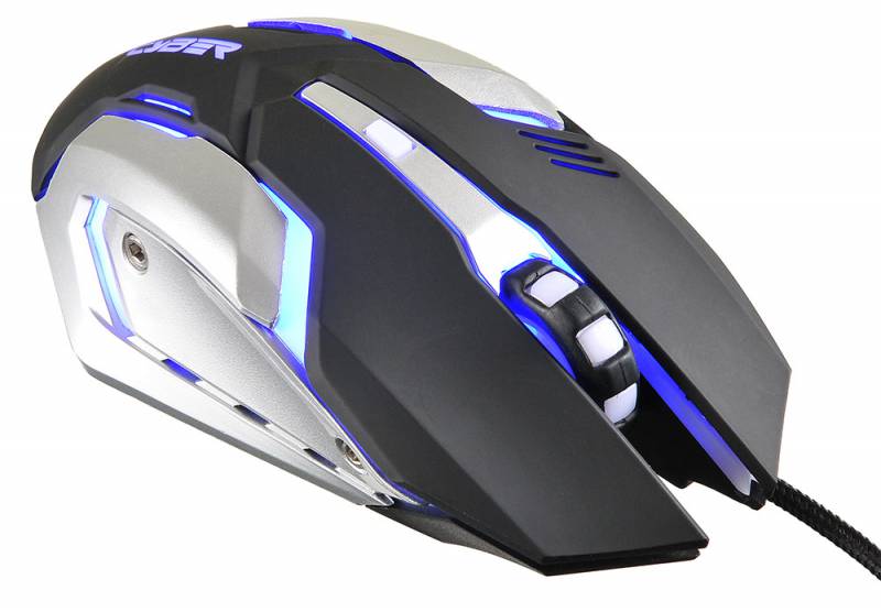 Мышь Oklick CYBER 855G (USB, optical, 2400dpi, игровая, black-silver)
