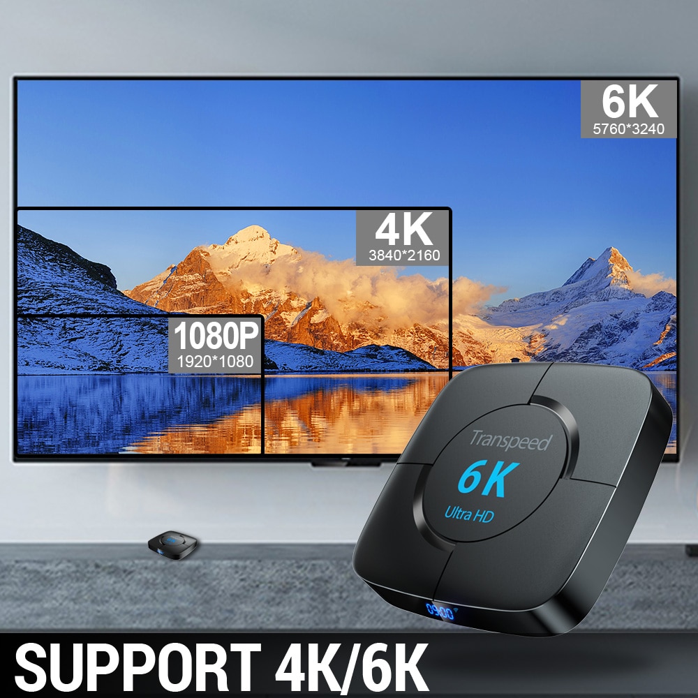 TV Box Transpeed 6K (H616) (Android 10, 4Gb, 64Gb, 6K, Ethernet, Wi-Fi 2.4/5GHz, BT, AV, HDMI v.2.0, Toslink, 3xUSB, microSD до 32Gb, пульт ДУ, беспроводная клавиатура, black)