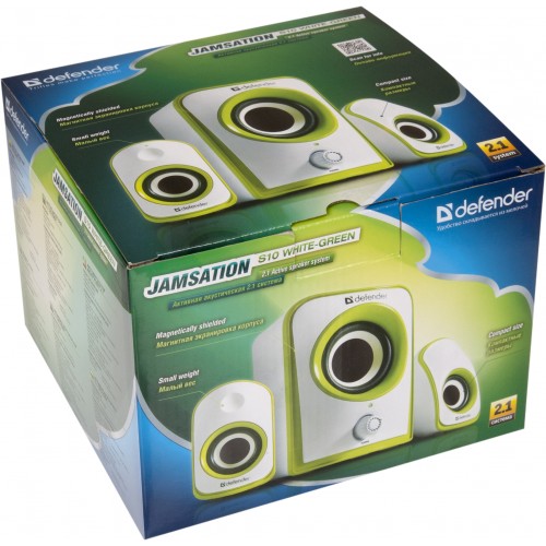 Колонки Defender JamSation S10 (2x2.5W, Subwoofer 5W, white-green)