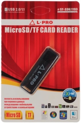 Карт-ридер L-PRO #SY-336/1193 (microSD, TF, black, USB2.0)