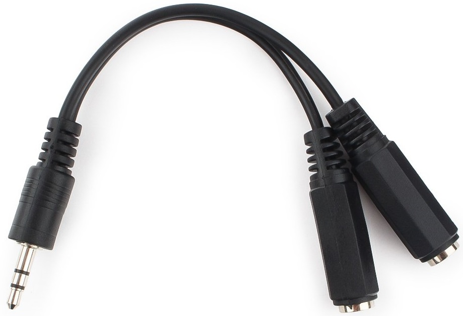 Разветвитель 3.5 Jack (m) - 2x 3.5 Jack (f) (CCA-415-0.1M, 0.1m, black) Cablexpert