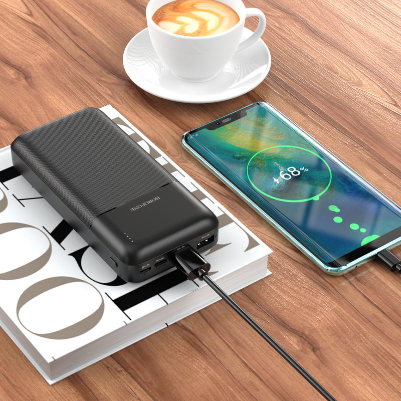 Внешний аккумулятор Borofone BJ16A Cube (литий-полимерный, 20000mAh, 2*USB 2A, вход 2A, black)
