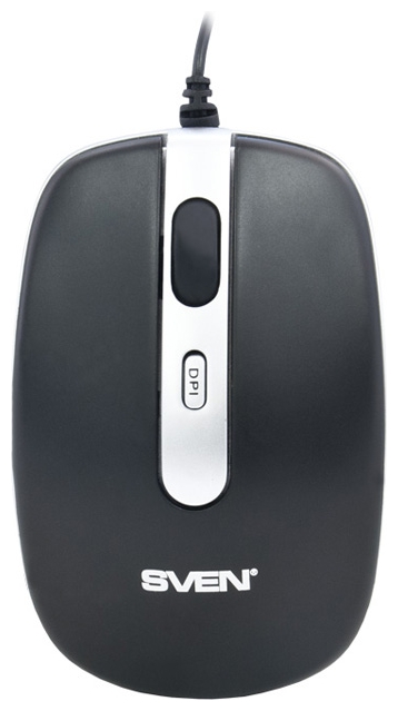 Мышь Sven RX-500 (USB, optical, 1600dpi, бесшумная, black-silver)