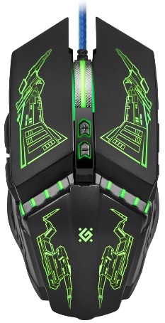 Мышь Defender Halo Z GM-430L (USB, optical, 3200dpi, игровая, подсветка, промо-код "Crossout", black)