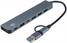 USB 3.0 HUB Gembird UHB-C445 (4 порта, активный, Type-C, 4x USB2.0, USB3.0, 0.17m, grey)