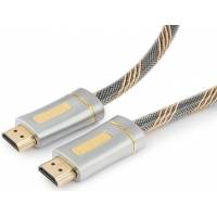 Кабель HDMI (m) - HDMI (m) 1.0m (CC-P-HDMI02-1M, серия Platinum, 4K, ver.2.0, с позолоченными контактами, тканевая оплётка, silver) Cablexpert