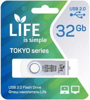 Флеш накопитель USB 2.0 32Gb LIFE TOKYO (LF32TOWHITE-01, white)