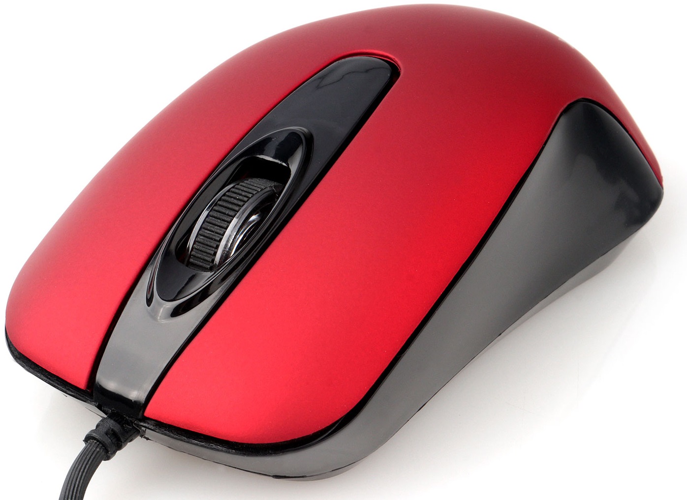 Мышь Gembird MOP-400-R (USB, optical, 1000dpi, бесшумный клик, 1.45m, soft-touch, black-red)
