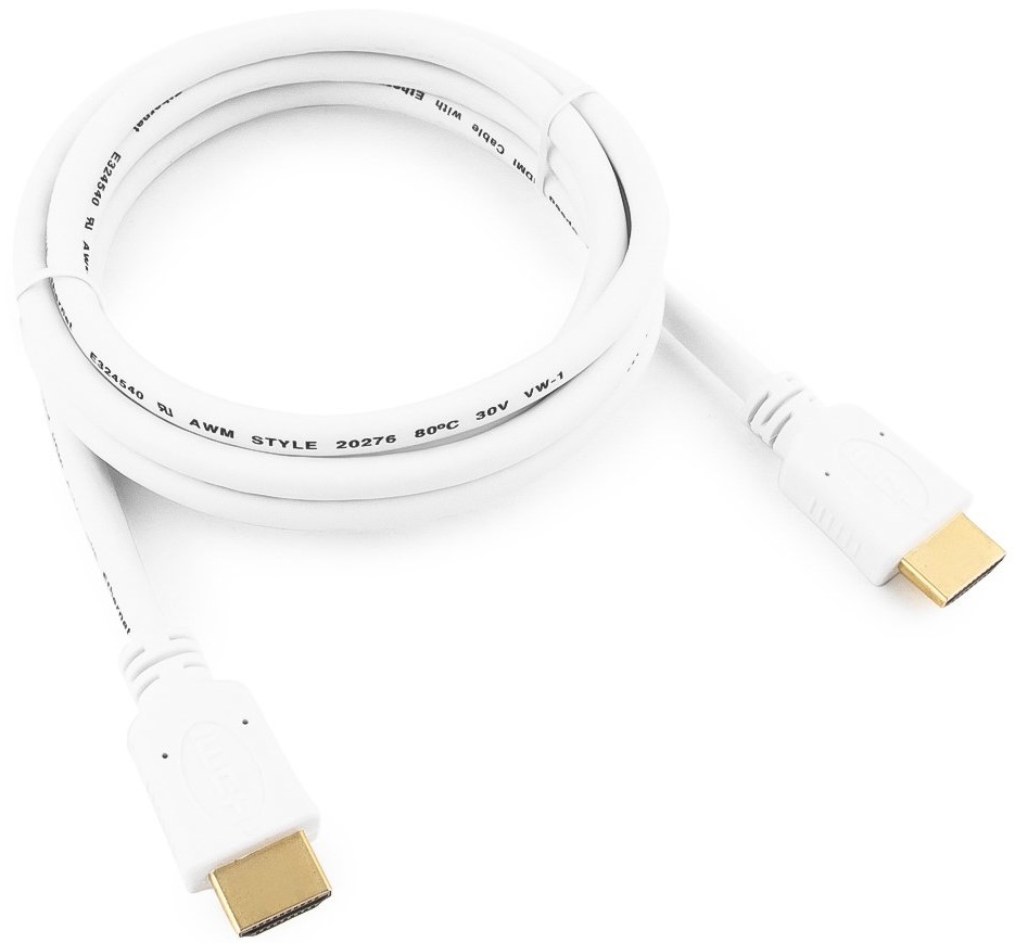 Кабель HDMI (m) - HDMI (m) 1.8m (CC-HDMI4-W-6, 4K, ver.2.0, с позолоченными контактами, экранированный, white) Cablexpert
