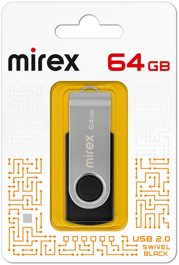 Флеш накопитель USB 2.0 64Gb Mirex Swivel (black)