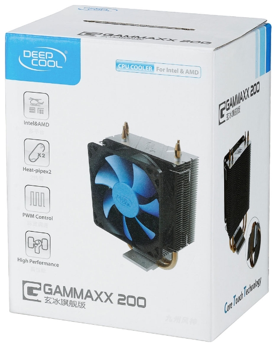 Вентилятор DEEPCOOL GAMMAXX 200 (1150/1151/1155/1156/775/AM2/AM3/FM1/FM2, 92mm, Al, 900-2200rpm, 18-30dBa, 2 тепловые трубки, 4pin, 100W) RTL