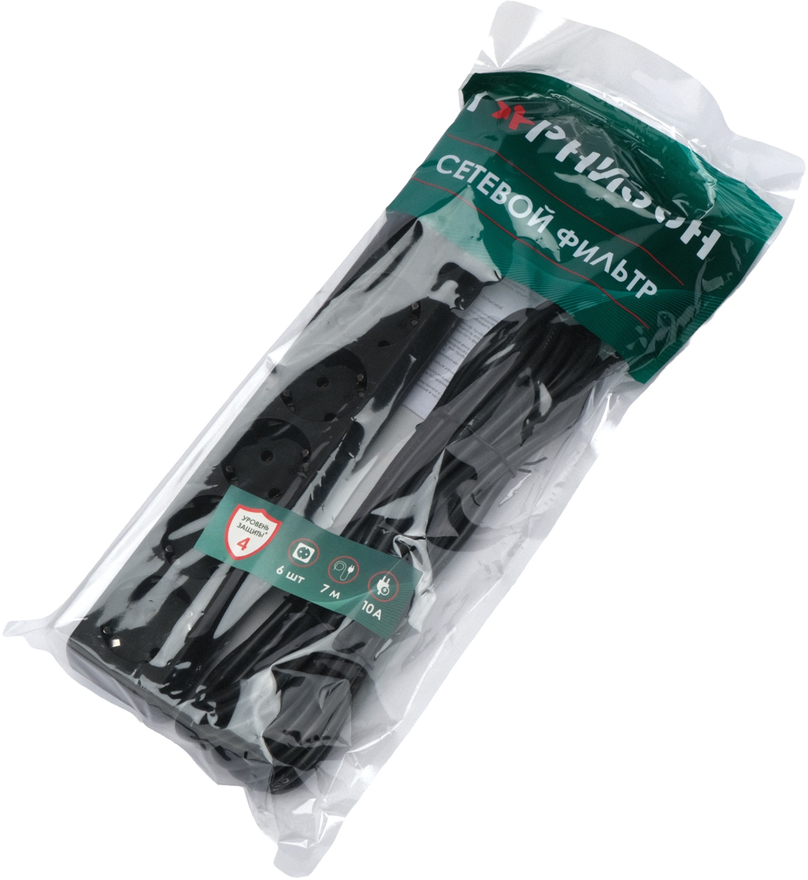 Сетевой фильтр Гарнизон (ECL-6-B-7, 6 розеток, 7 метров, 10A, black) OEM