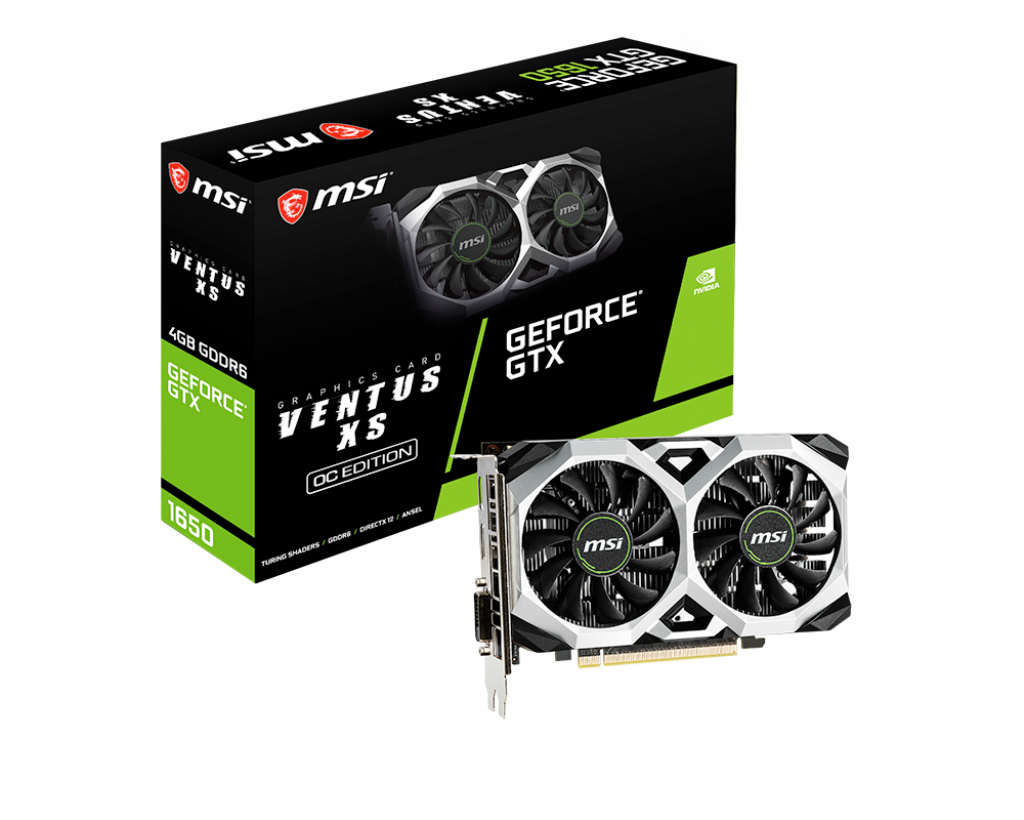 Видеокарта MSI GF GTX1650 4Gb (GTX 1650 D6 VENTUS XS OC, 128bit, GDDR6, HDMI+DP+DVI) RTL