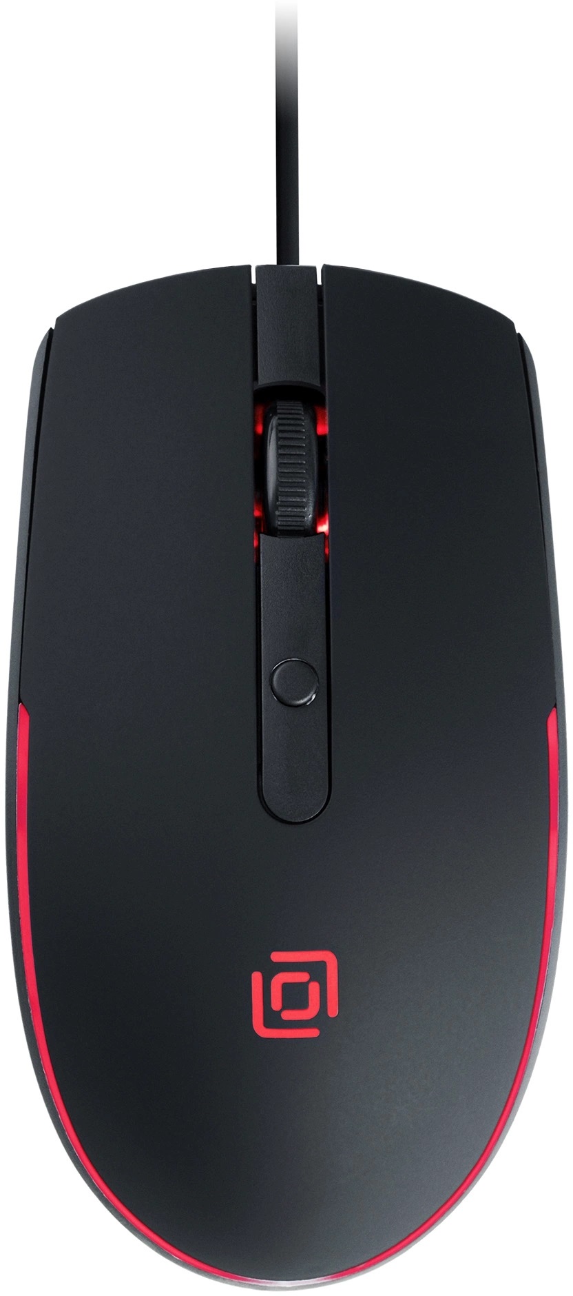 Мышь Oklick 100M (USB, optical, 1600dpi, подсветка, soft-touch, 1.6m, black)