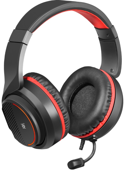 Наушники Defender Apex (полноразмерные закрытые, c микрофоном, регулятор, игровые, 1.8m, подсветка, промо-код "Crossout", black-red)