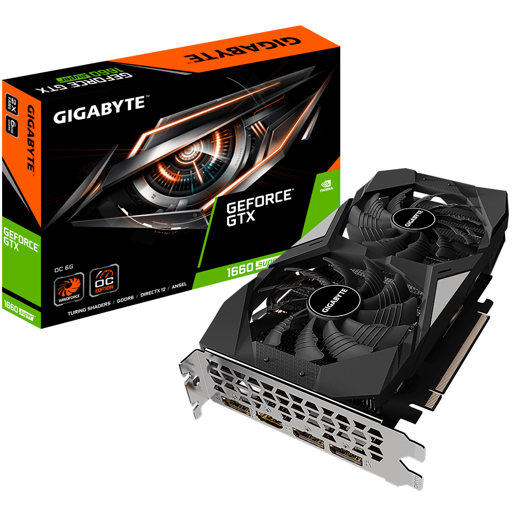 Видеокарта Gigabyte GF GTX1660 Super OC 6Gb (GV-N166SOC-6GD, 192bit, GDDR6, HDMI+3xDP) RTL