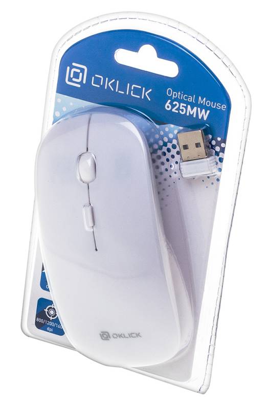 Мышь беспроводная Oklick 625MW (optical, 1600dpi, 2xAAA, white)