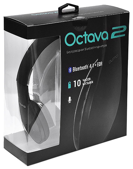 Гарнитура Qumo BT-01 Octava 2 (накладная открытая, беспроводная, Bluetooth 4.1+EDR, с микрофоном, до 10 часов работы от батареи, black)