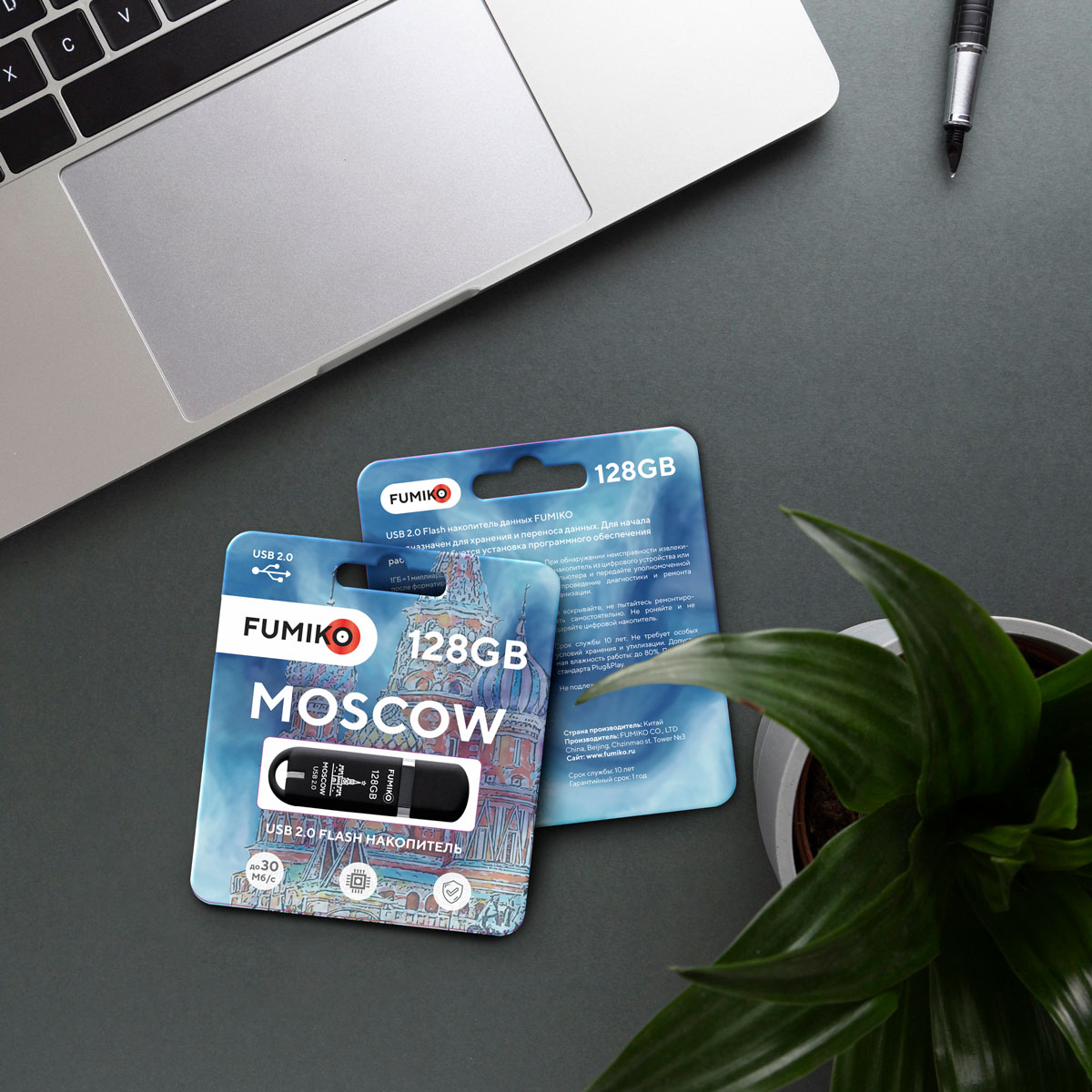 Флеш накопитель USB 2.0 128Gb FUMIKO MOSCOW (FMW-26, 30MB/s, black)