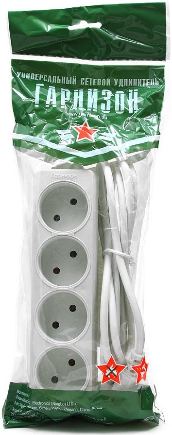 Сетевой удлинитель Гарнизон (EL-NL4-W-2, 4 розетки, 2 метра, 10A, white) OEM