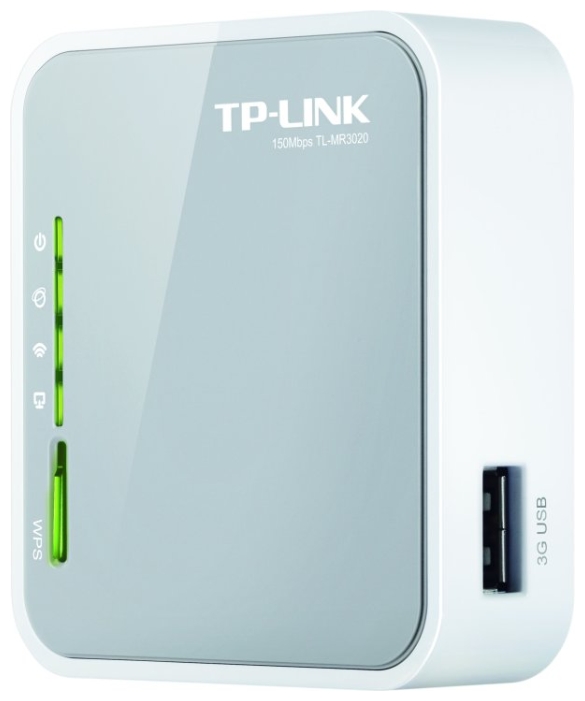 Роутер TP-LINK TL-MR3020 (150Mbps, 2.4GHz, 1 port, 100Mbps, USB, 3G/4G, white)