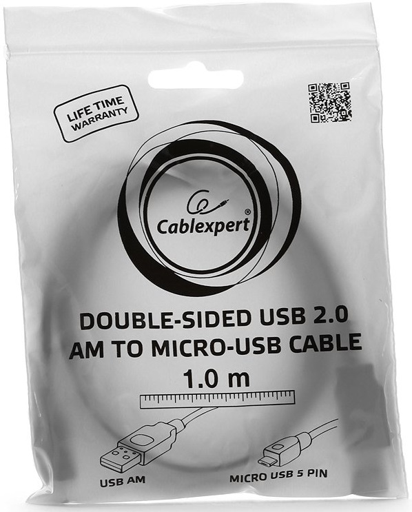 Кабель USB 2.0 Am - micro USB 1.0m (CC-mUSB2D-1M, медь, мультиразъём, экранированный, black) Cablexpert