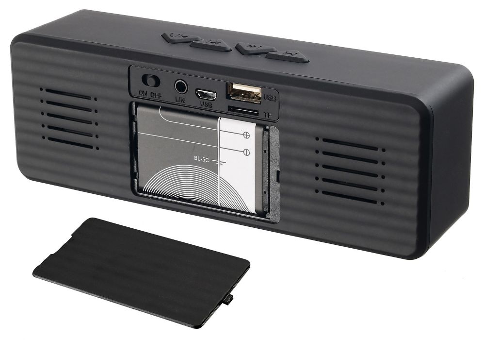 Колонки Digma S-30 (6W, портативные, аккумулятор 600mAh, Bluetooth, микрофон, громкая связь, AUX, USB, MicroSD до 32Gb, FM, MP3, black)