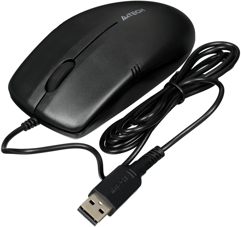 Мышь A4Tech OP-530NUS (USB, optical, 1200dpi, бесшумный клик, 1.5m, black)