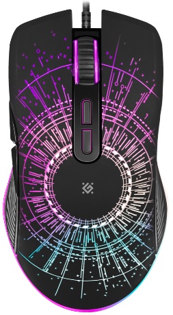 Мышь Defender Sirius GM-660L (USB, optical, 3200dpi, игровая, RGB подсветка, промо-код "Crossout", 1.5m, black)