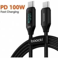 Кабель Type-C --> Type-C 1.0m (100W, быстрая зарядка, нейлоновая оплётка, black) Toocki