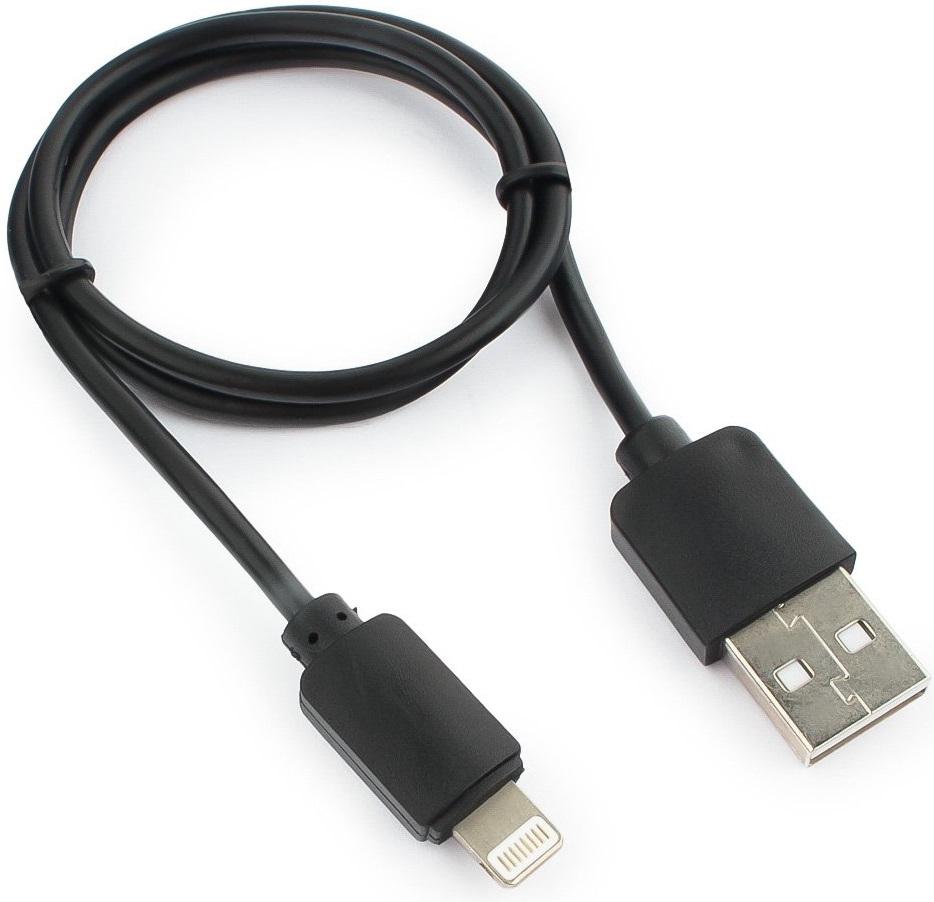 Кабель USB 2.0 Am - Lightning 0.5m (GCC-USB2-AP2-0.5M, медь, black) Гарнизон