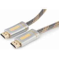 Кабель HDMI (m) - HDMI (m) 3.0m (CC-P-HDMI02-3M, серия Platinum, 4K, ver.2.0, с позолоченными контактами, тканевая оплётка, silver) Cablexpert