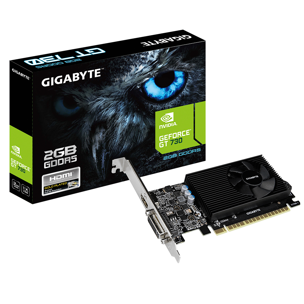 Видеокарта Gigabyte GF GT730 2Gb (GV-N730D5-2GL, 64bit, GDDR5, DVI+HDMI) RTL