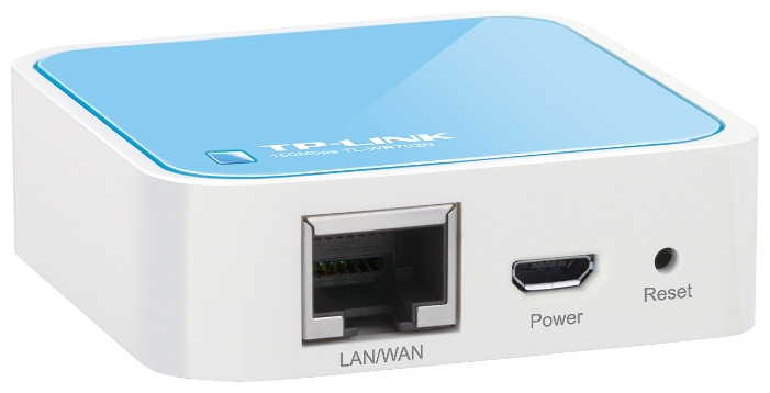 Точка доступа TP-LINK TL-WR702N (150Mbps, 2.4GHz, 1 port, 100Mbps, питание от micro USB, внутренняя антенна, white-blue)