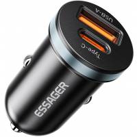 Зарядное устройство от прикуривателя Essager ES-CC12 (12/24V - USB, USB Type-C, 5V/3А, 9V/3A, 12V/2.5A, 15V/2A, 20V/1.5A, 30W max, black-grey)