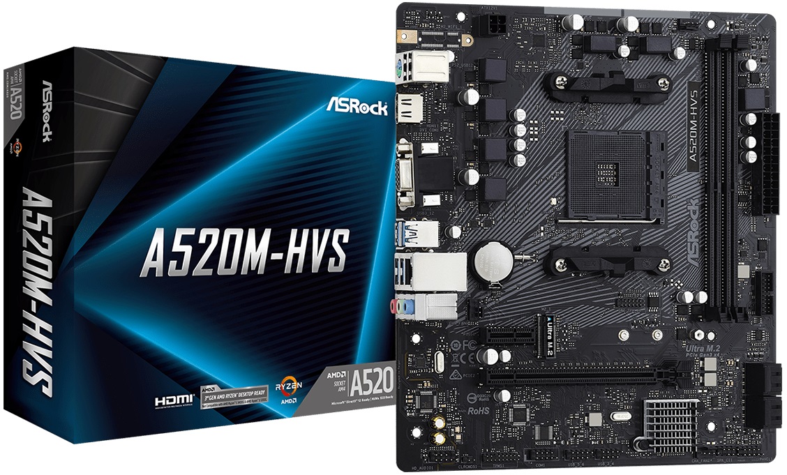 Материнская плата ASRock A520M-HVS (AM4, mATX) RTL