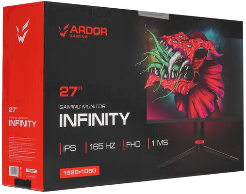 Монитор ARDOR GAMING INFINITY 27" AF27H1 black (1920х1080, 165Hz, 10 000 000:1, 178°/178°, 2.5ms (GTG), 300cd/m2, HDMI*2, DP*2, IPS, выход на наушники, M/M)