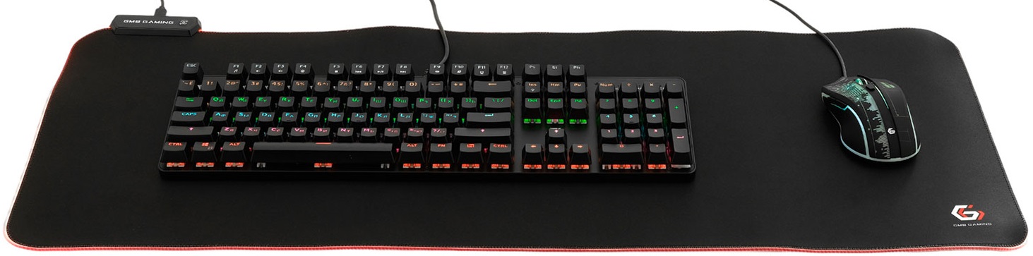 Коврик для мыши Gembird (MP-LED-80-30, тканевый на резиновой основе, игровой, RGB подсветка, 800x300x3mm)